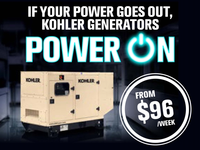Own a Kohler generator from $96 per week